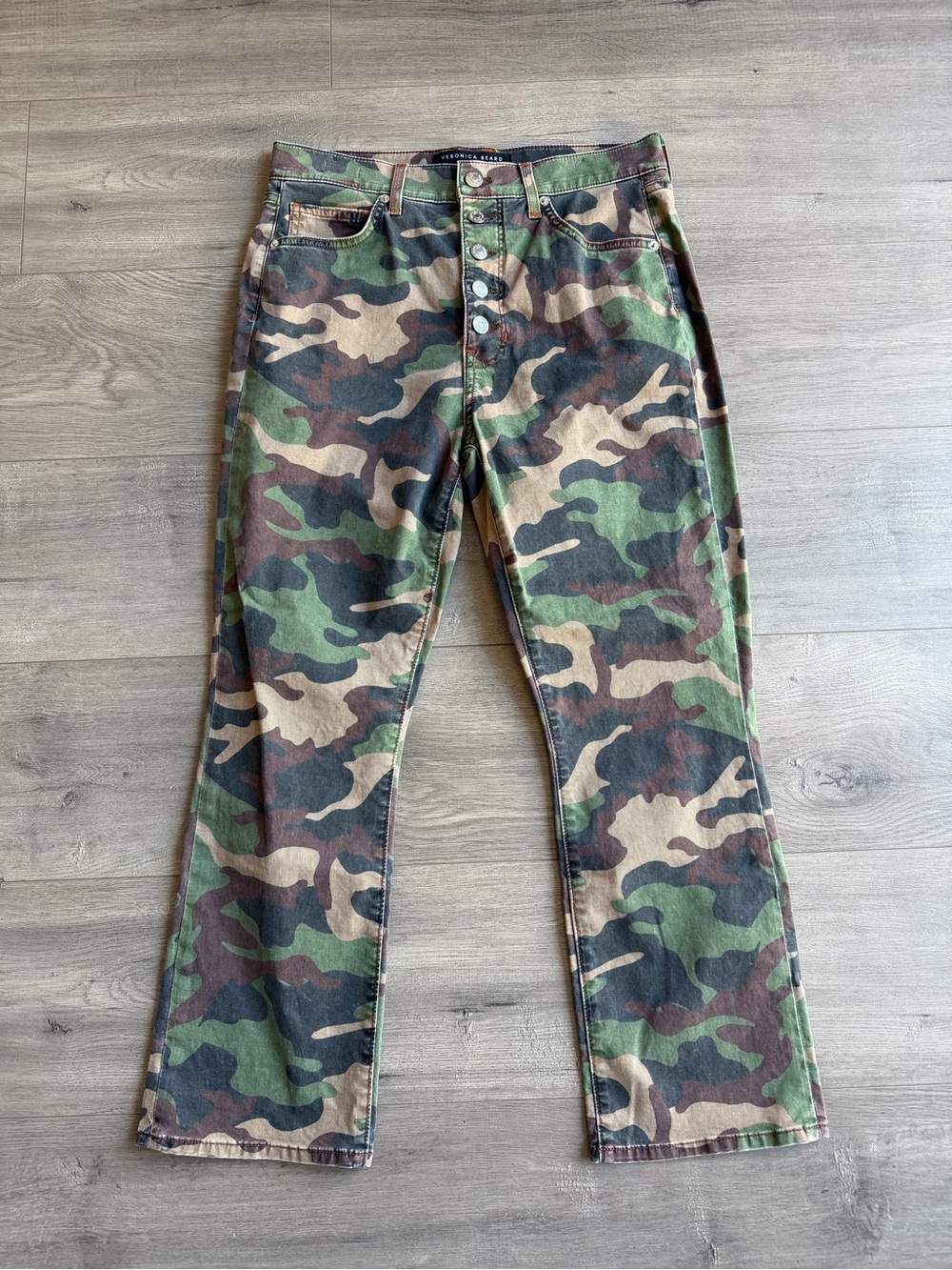 Veronica Beard Carly Kick Flare Pants In Camo - size 30